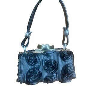 Mini Black Ribbon Bag with Removable Handle 4" x 2" x 2" w/3" Drop Handle